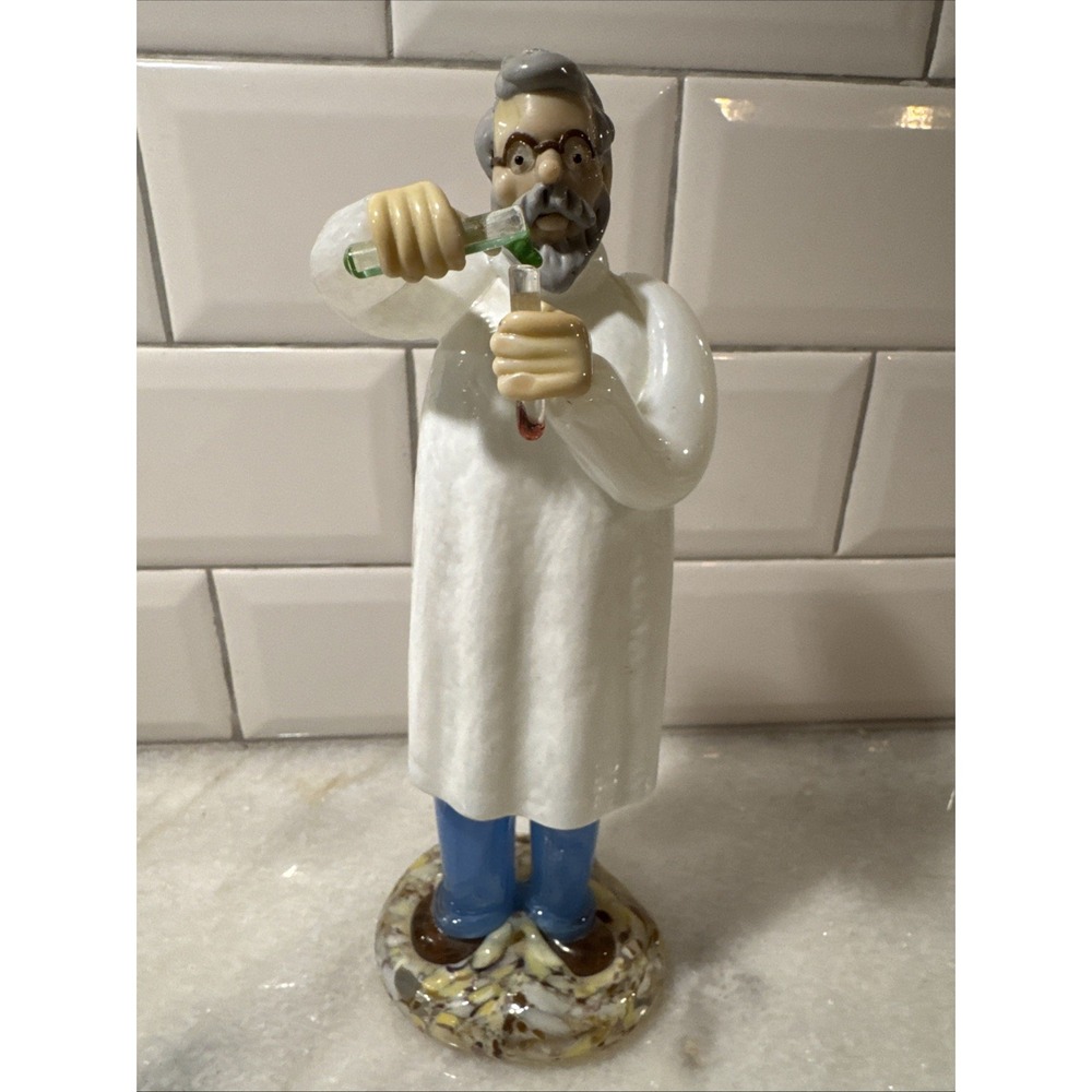 Vintage Czech Glass Figurine Doctor Test Tubes Zelezny Brod‎ Solo Art Glass 8"
